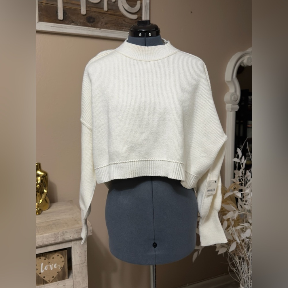 Free People Ivory Crew Neck Sweater